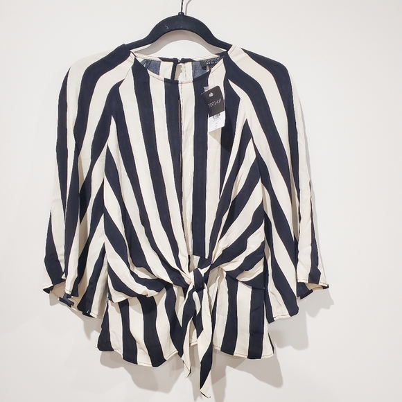 Topshop Tops - Topshop Striped Tie Front Blouse NWT